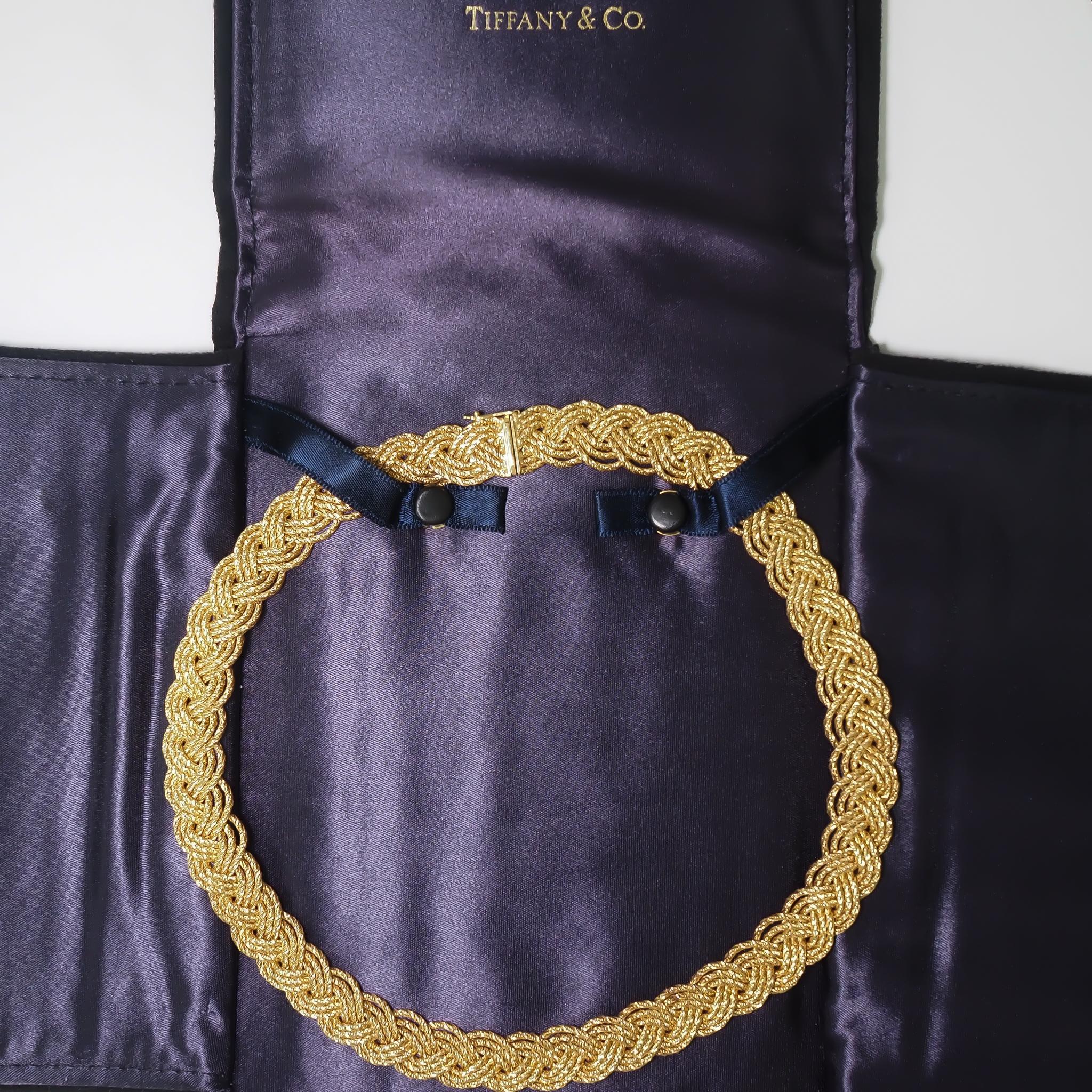 Women's Vintage 18K Yellow Gold Tiffany & Co. Weave Necklace For Sale