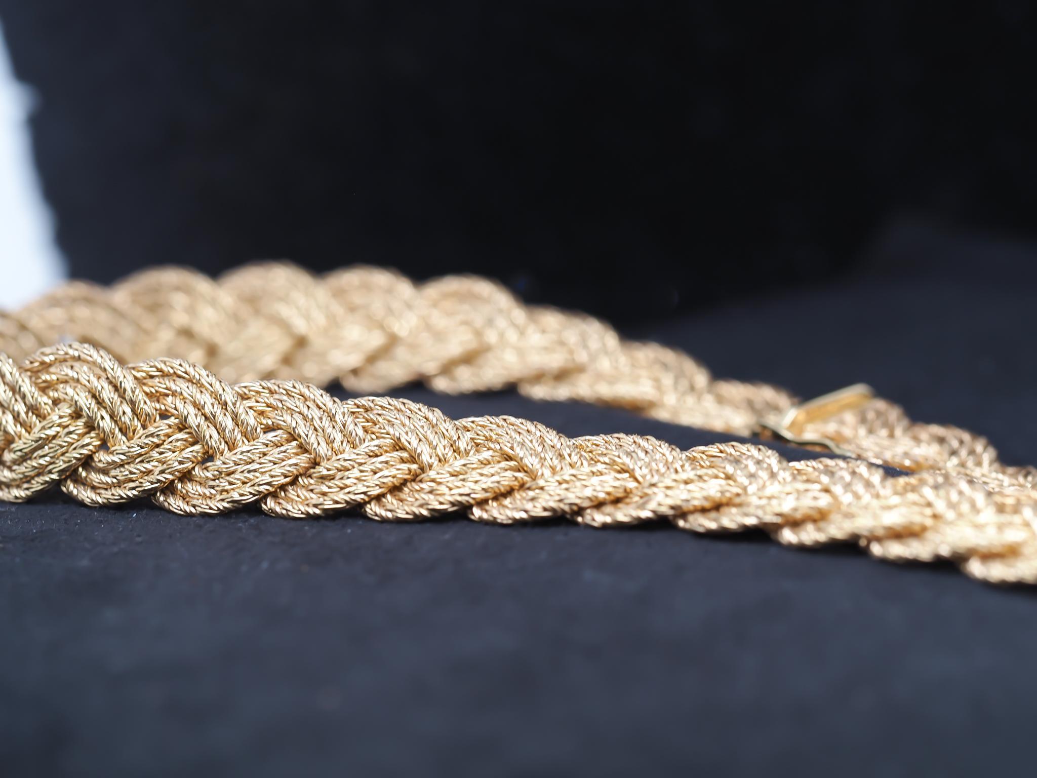 Vintage 18K Yellow Gold Tiffany & Co. Weave Necklace For Sale 4