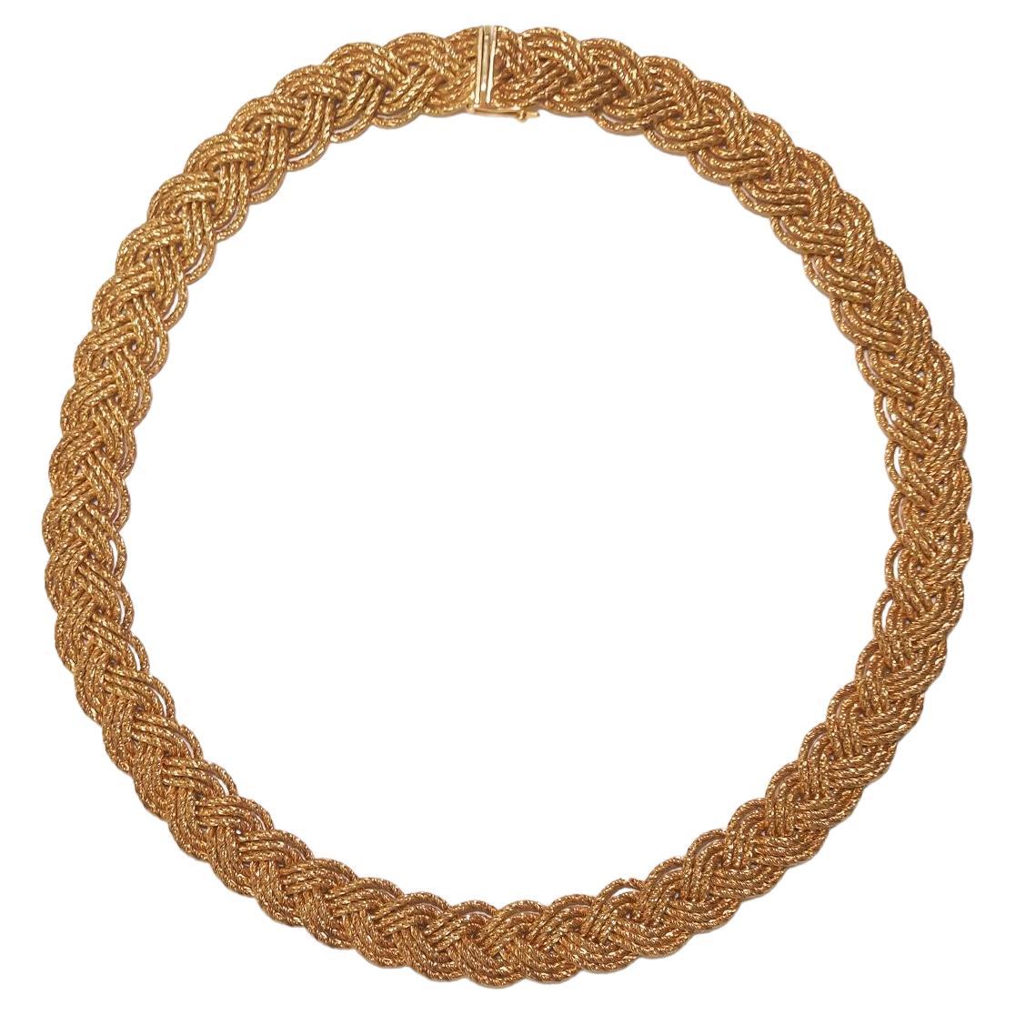 Vintage 18K Yellow Gold Tiffany & Co. Weave Necklace For Sale