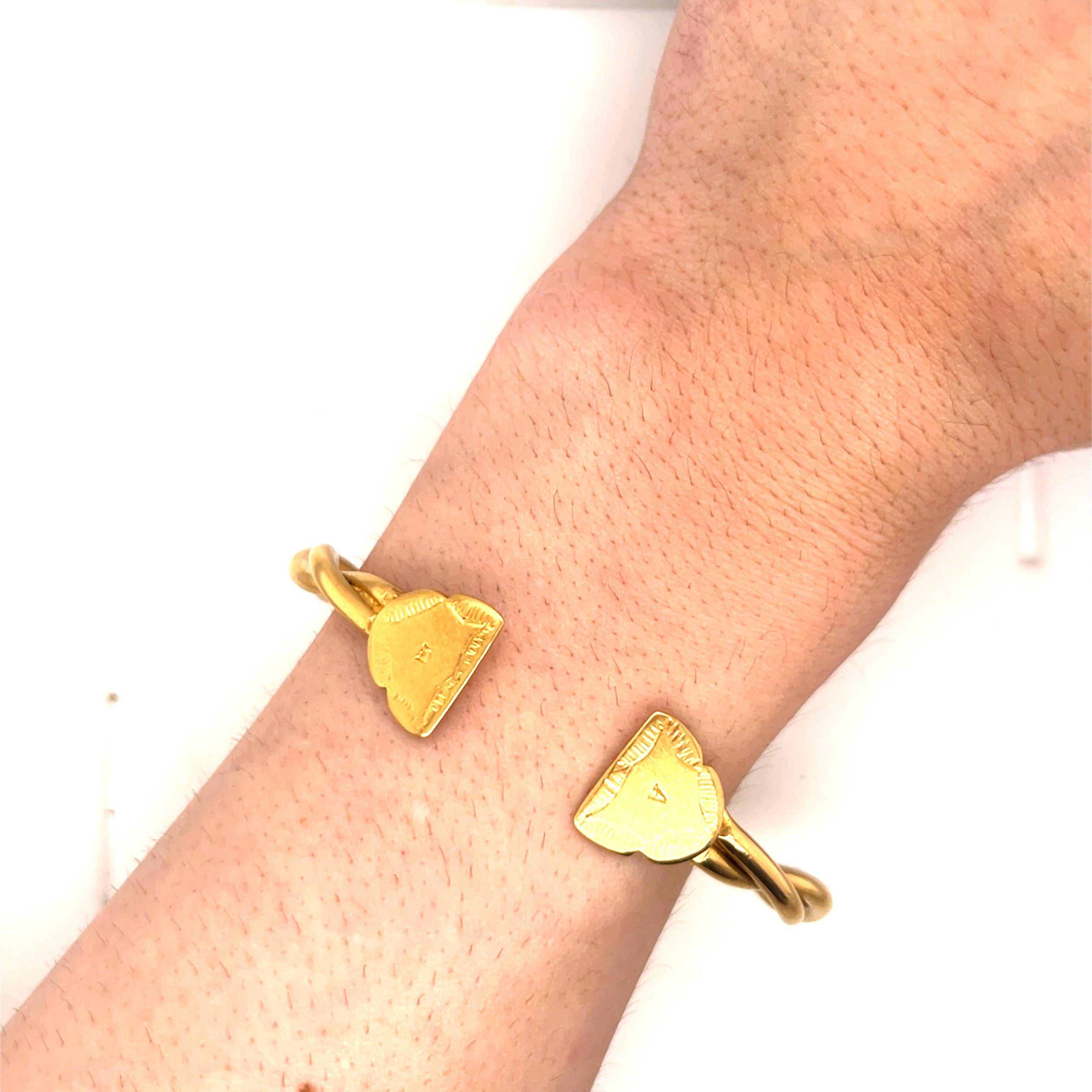 Vintage 18k Yellow Gold Twist Cuff Bangle Bracelet en vente 4