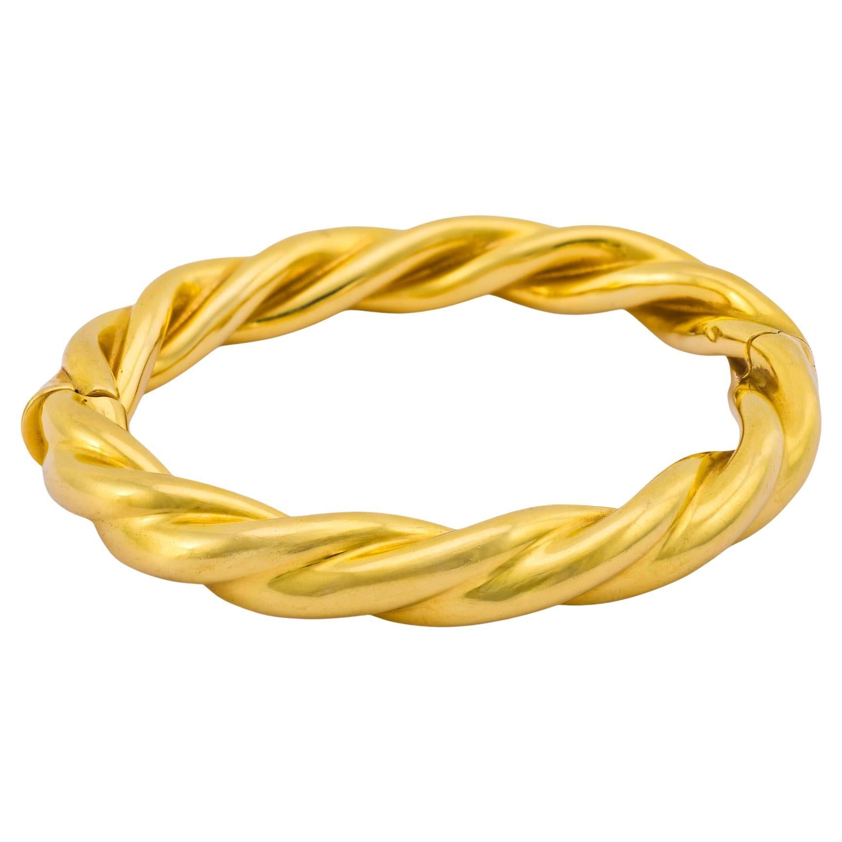 Vintage 18K yellow gold twisted bangle bracelet