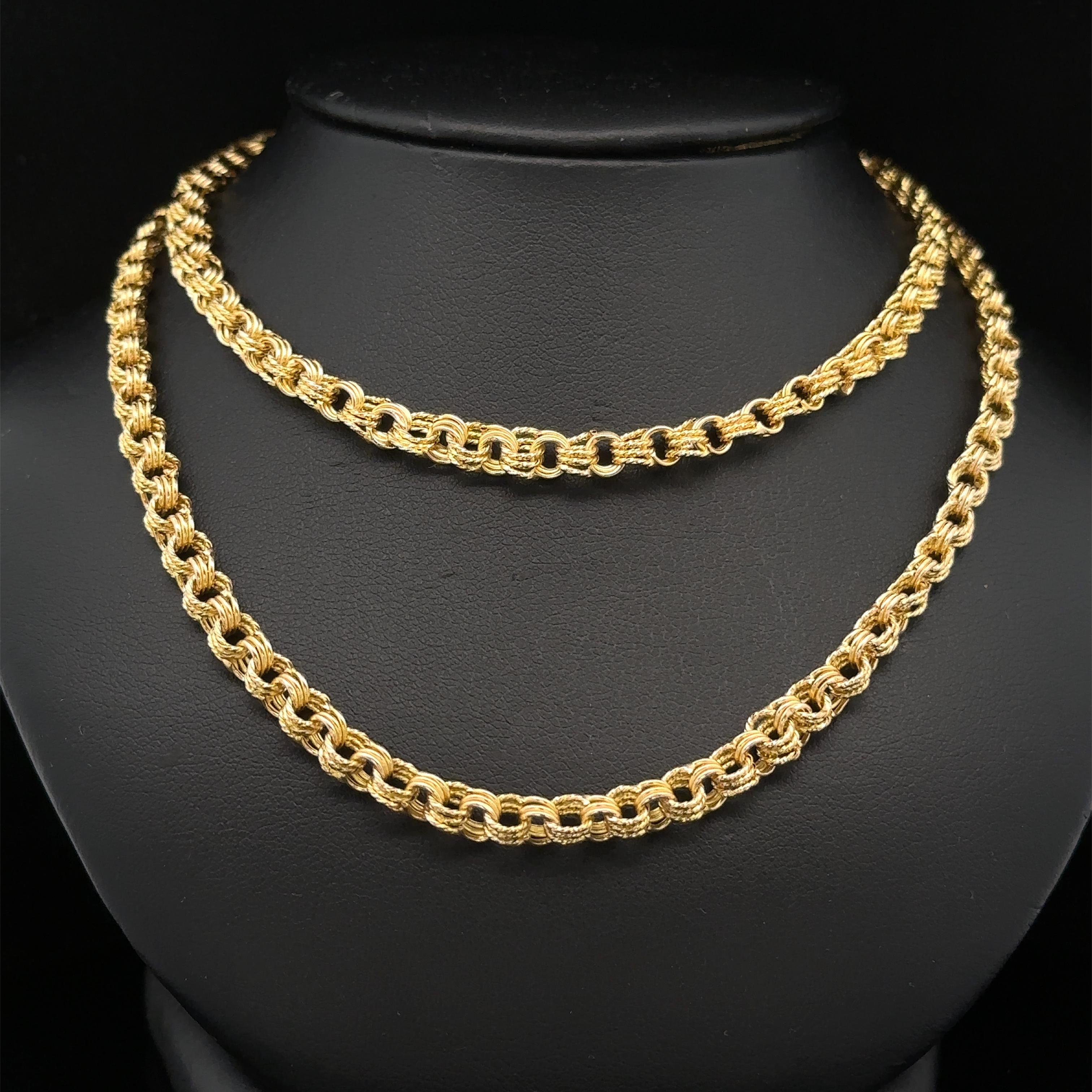 Material: Solid 18k Yellow Gold
Weight: 10.1 Grams
Chain Type: Twisted gold wire rolo link
Chain Length: 24 Inches
Chain Width: 4.35mm (approx.)
Closure: Spring ring clasp
Condition: Excellent condition!
Stock Number: JO-34078340-PAR