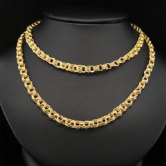 Vintage 18k Yellow Gold Twisted Gold Wire Interlocking Rolo Link Chain Necklace