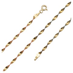 Vintage 18K Yellow Gold Twisted Necklace - Solid Gold Chain, 16.93 Inches