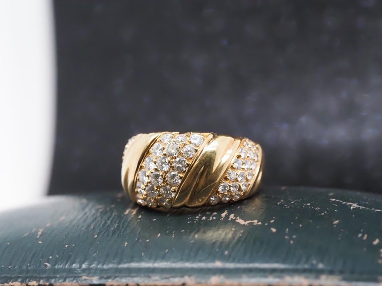 Vintage 18K Yellow Gold Van Cleef and Arpels Diamond Swirl Ring