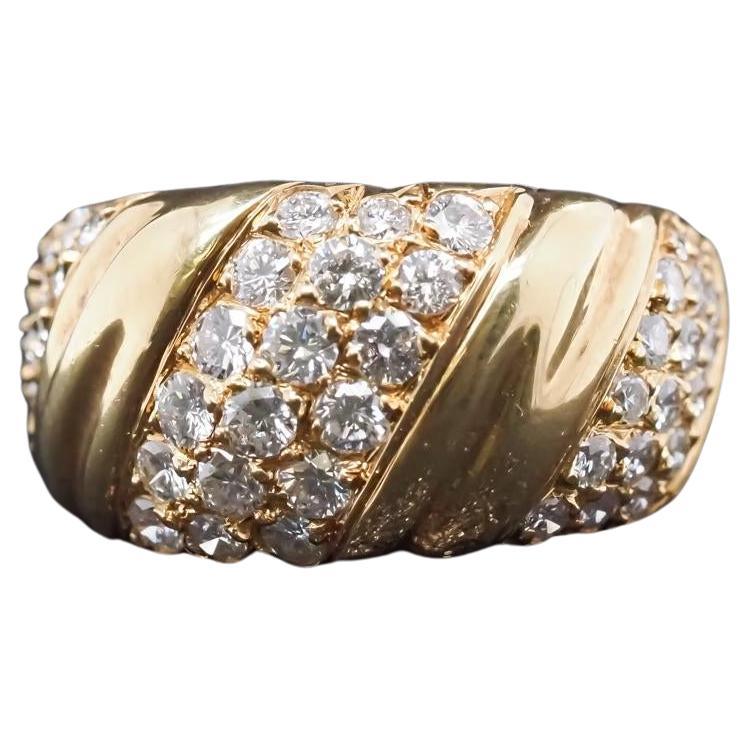 Vintage 18K Yellow Gold Van Cleef & Arpels Diamond Swirl Ring