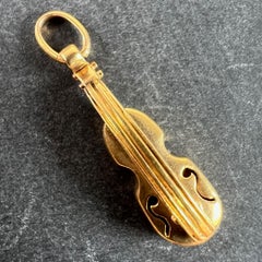 Vintage 18K Yellow Gold Violin Charm Pendant