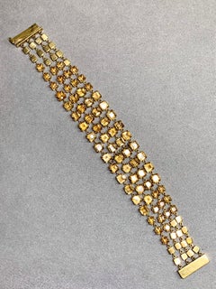 Vintage By in oro giallo 18 carati, bracciale largo a più file di citrini quadrati da 7" 45ctw
