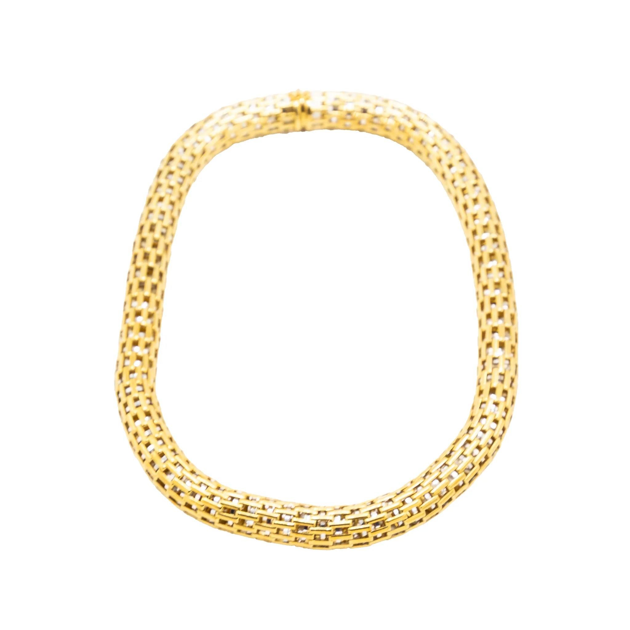 Collar Vintage Tejido de Oro Amarillo de 18K - Años 80 en Bastante bueno estado para la venta en Milano, IT