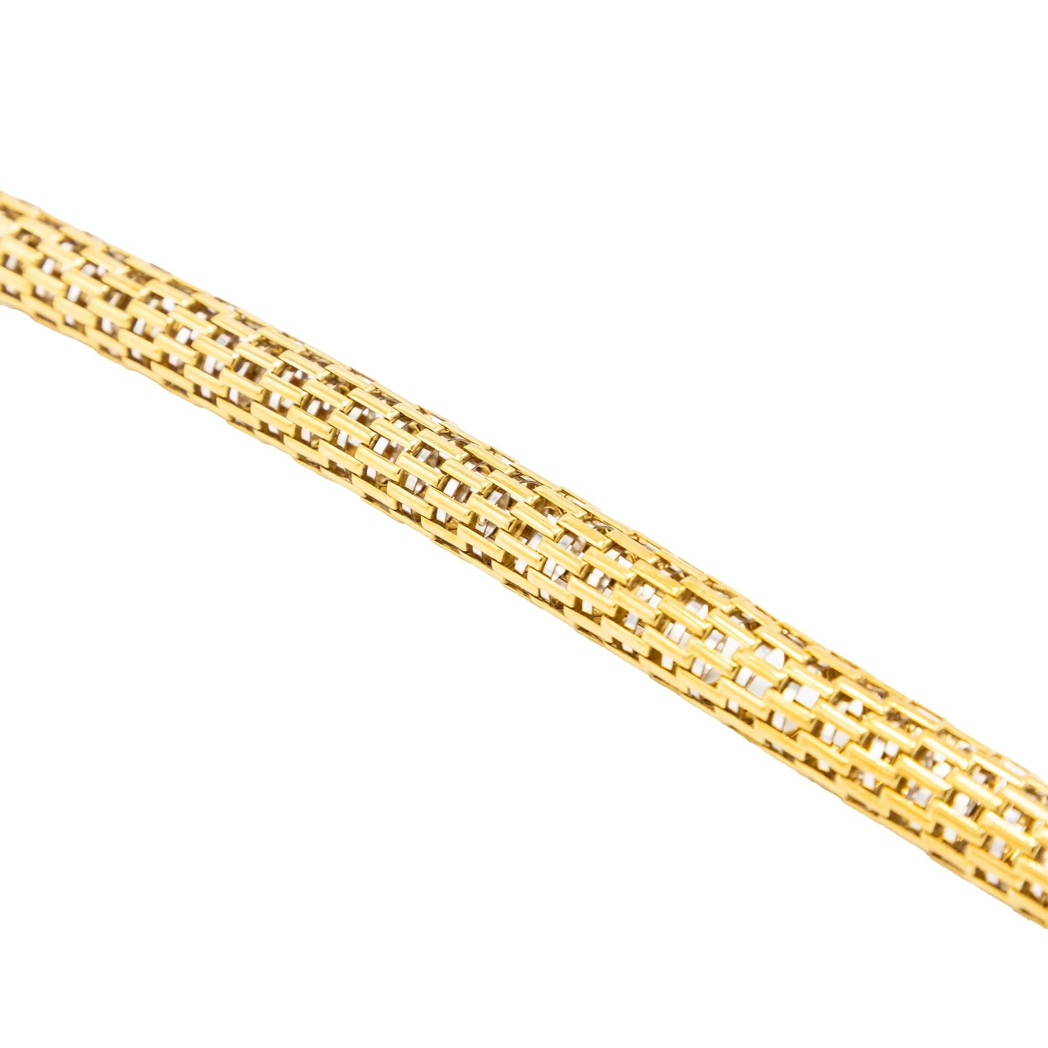 Collar Vintage Tejido de Oro Amarillo de 18K - Años 80 en venta 1