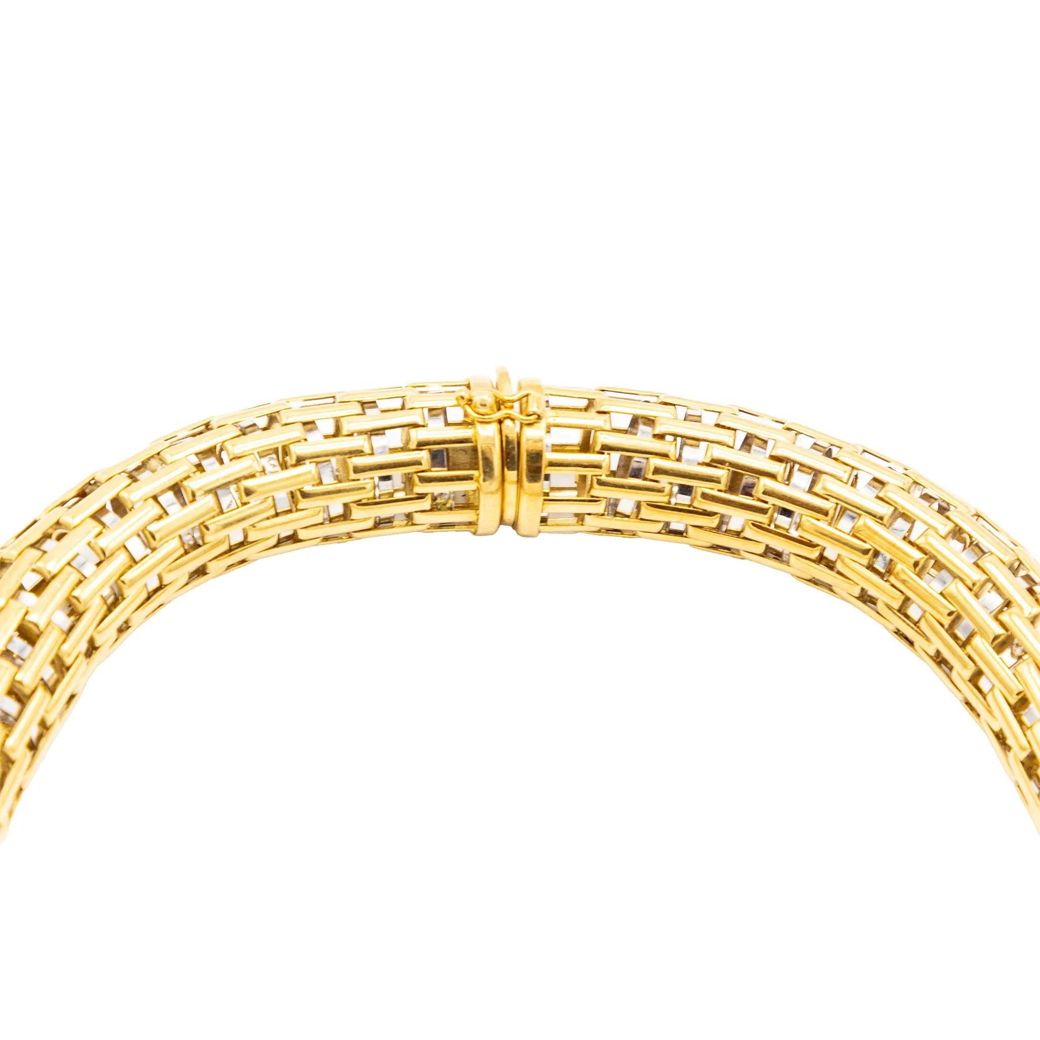 Collar Vintage Tejido de Oro Amarillo de 18K - Años 80 en venta 2