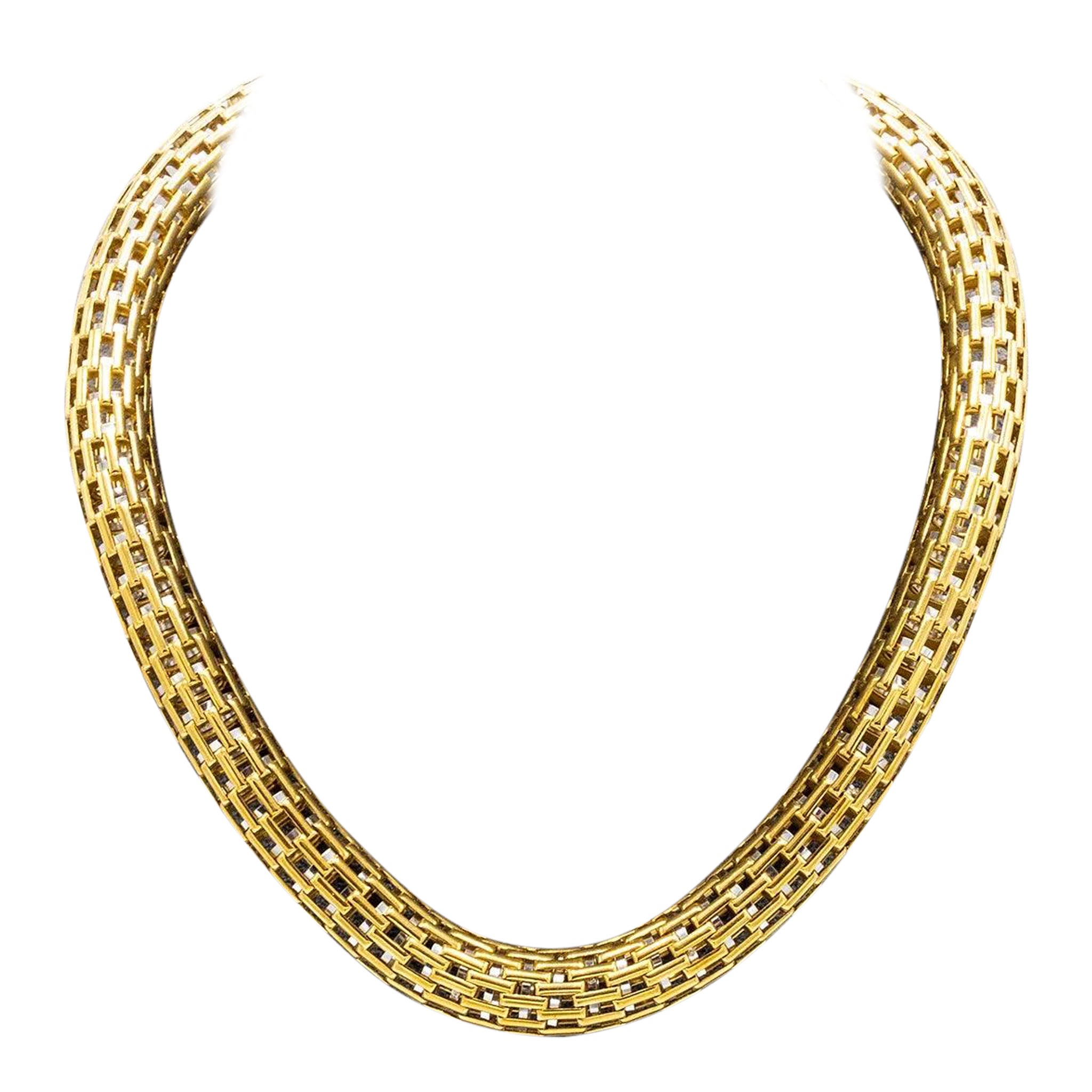 Collar Vintage Tejido de Oro Amarillo de 18K - Años 80 en venta