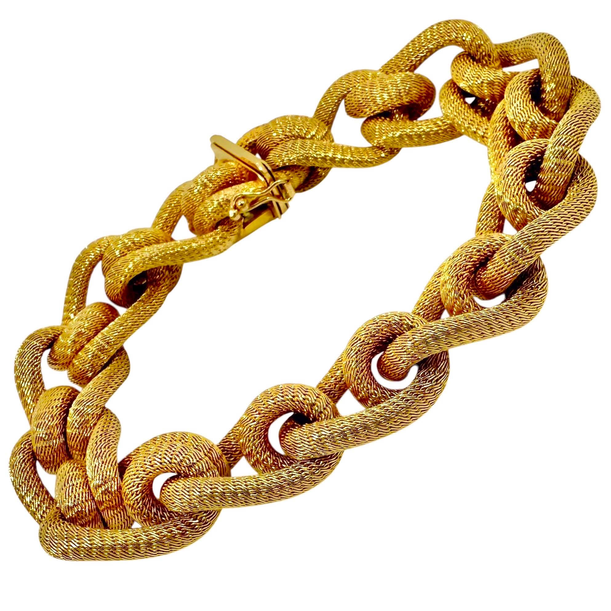 Vintage 18K Gelbgold Woven Link Italienisch Armband