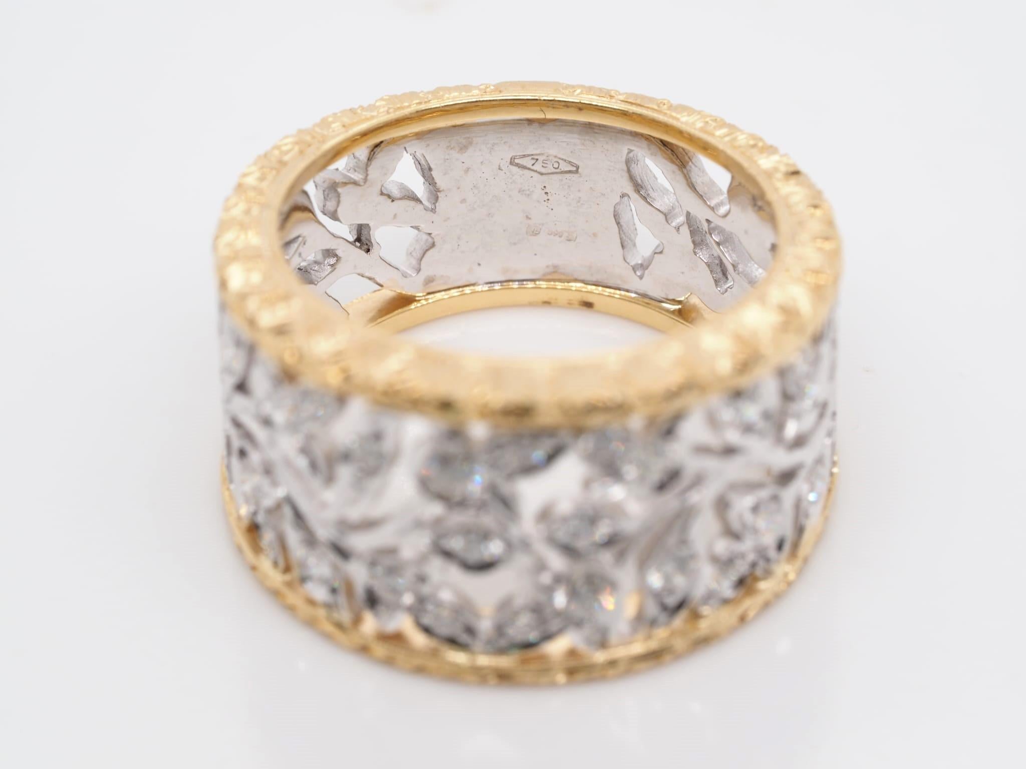 Vintage 18K Gelb & Weißgold 0,60 ct Rundschliff Diamant Band Ring im Zustand „Gut“ im Angebot in Addison, TX