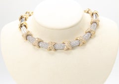 Vintage 18K Yellow & White Gold  12 Carat Diamond Chocker Necklace