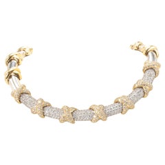 Vintage 18K Yellow & White Gold  12 Carat Diamond Chocker Necklace