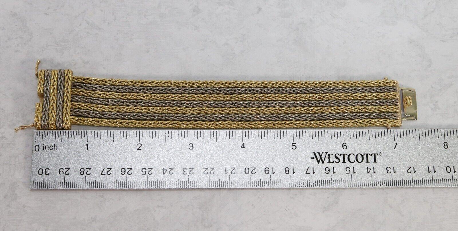 Vintage 18k Yellow & White Gold 7 Strand Bracelet, 7 inches - 129.2g For Sale 5