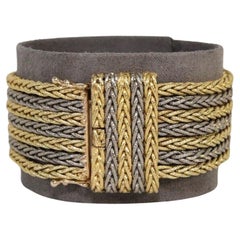 Vintage 18k Yellow & White Gold 7 Strand Bracelet, 7 inches - 129.2g