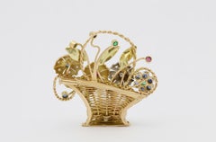 Vintage 18k Yellow & White Gold Diamond Flower Bouquet Brooch - 15.8g