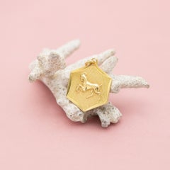 Vintage 18k zodiac charm pendant - Aries charm - solid yellow gold - Star Sign