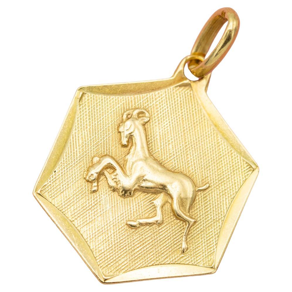 Vintage 18k zodiac charm pendant - Aries charm - solid yellow gold - Star Sign