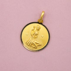 Vintage 18k Zodiac Charm Anhänger - Jungfrau Charme - massivem Gelbgold