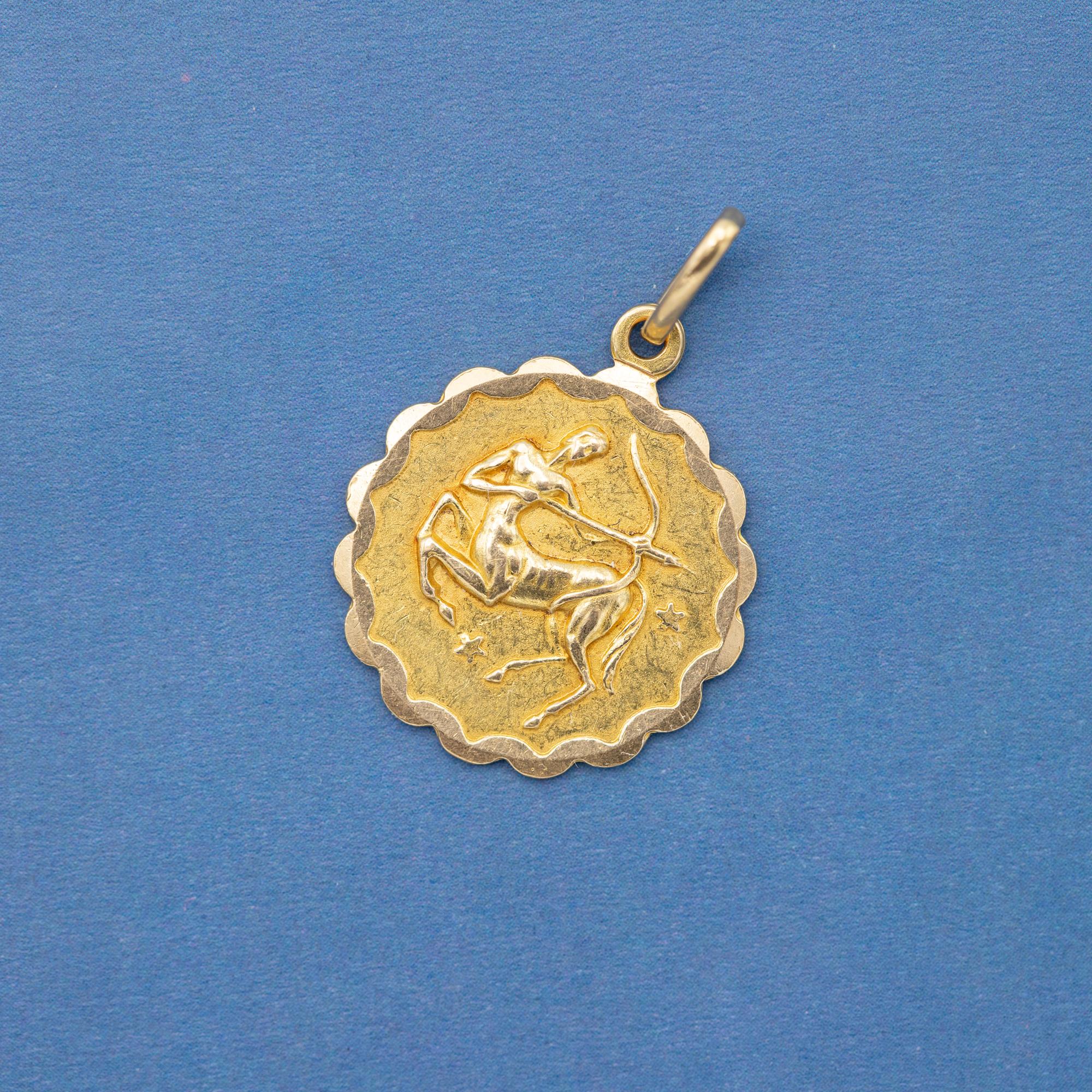 For sale is this vintage charm depicting a Sagittarius, the ninth astrological sign in the zodiac. This Constellation Star Sign Pendant is associated with the birth dates between 22 November and 21 December. This pretty charm is hallmarked with a