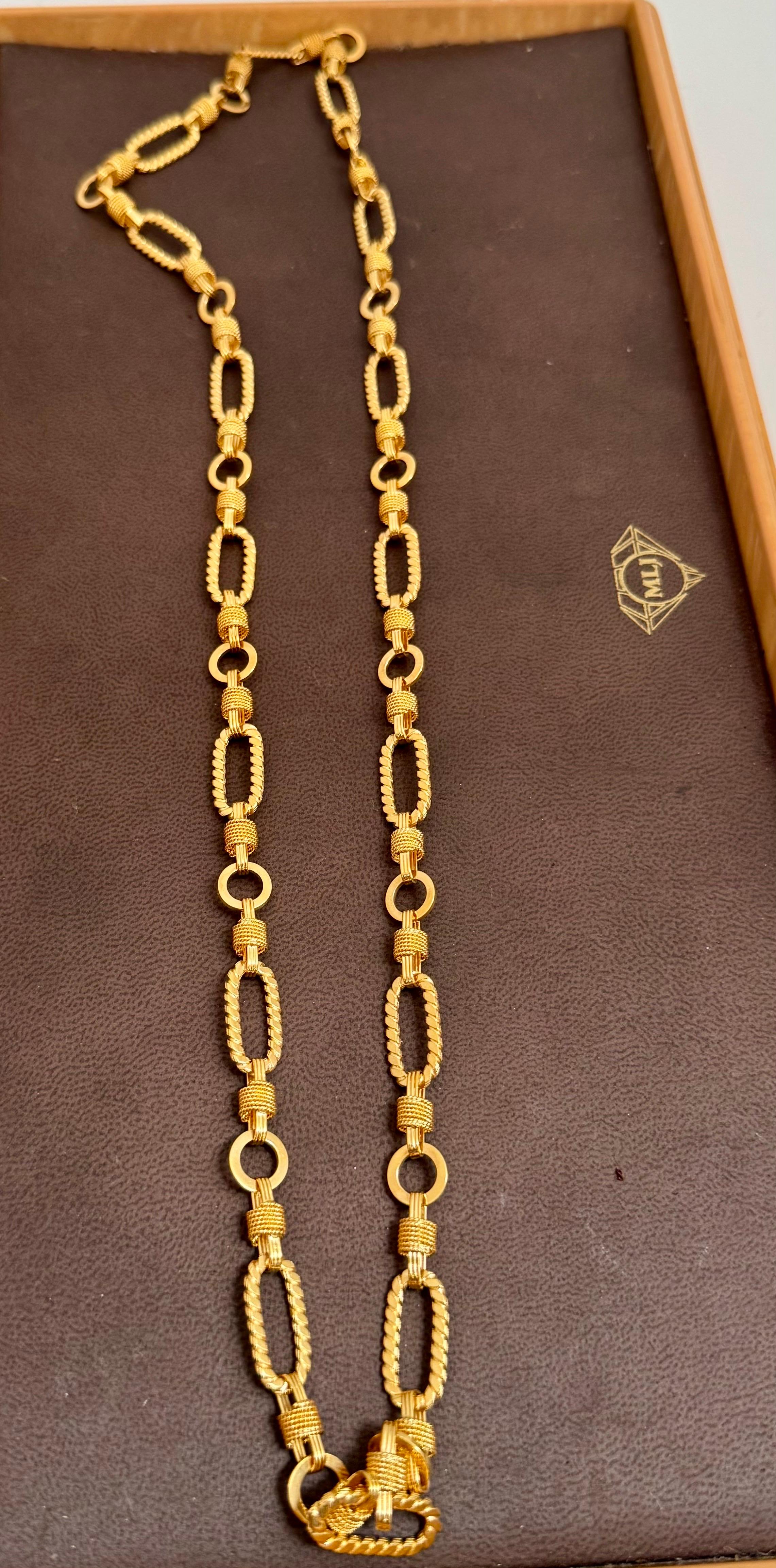 Vintage 18 quilates  oro amarillo macizo de 60 gm, cadena de eslabones, collar de 9,8 mm, 30 