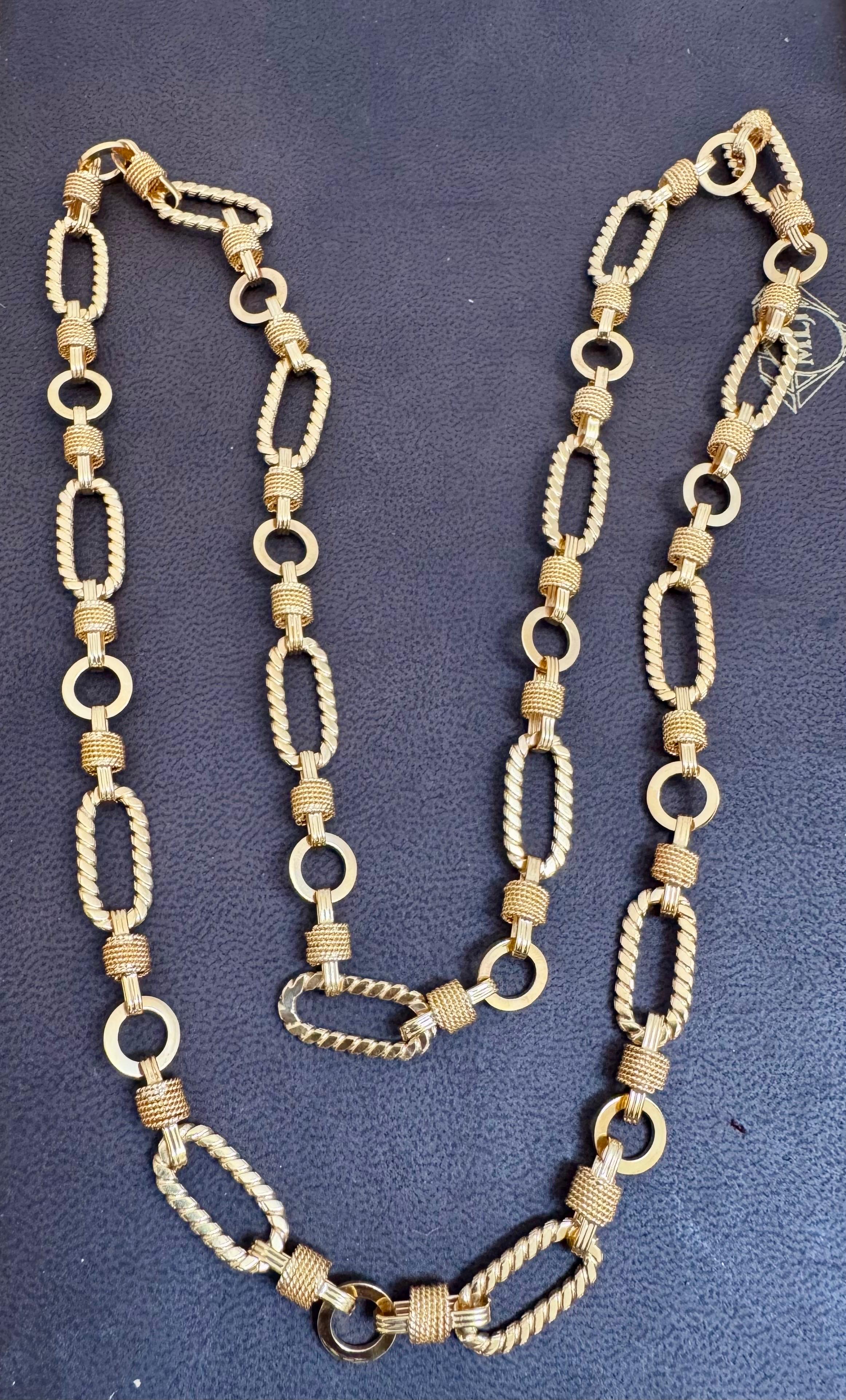 Femenino o masculino Vintage 18 quilates  oro amarillo macizo de 60 gm, cadena de eslabones, collar de 9,8 mm, 30 