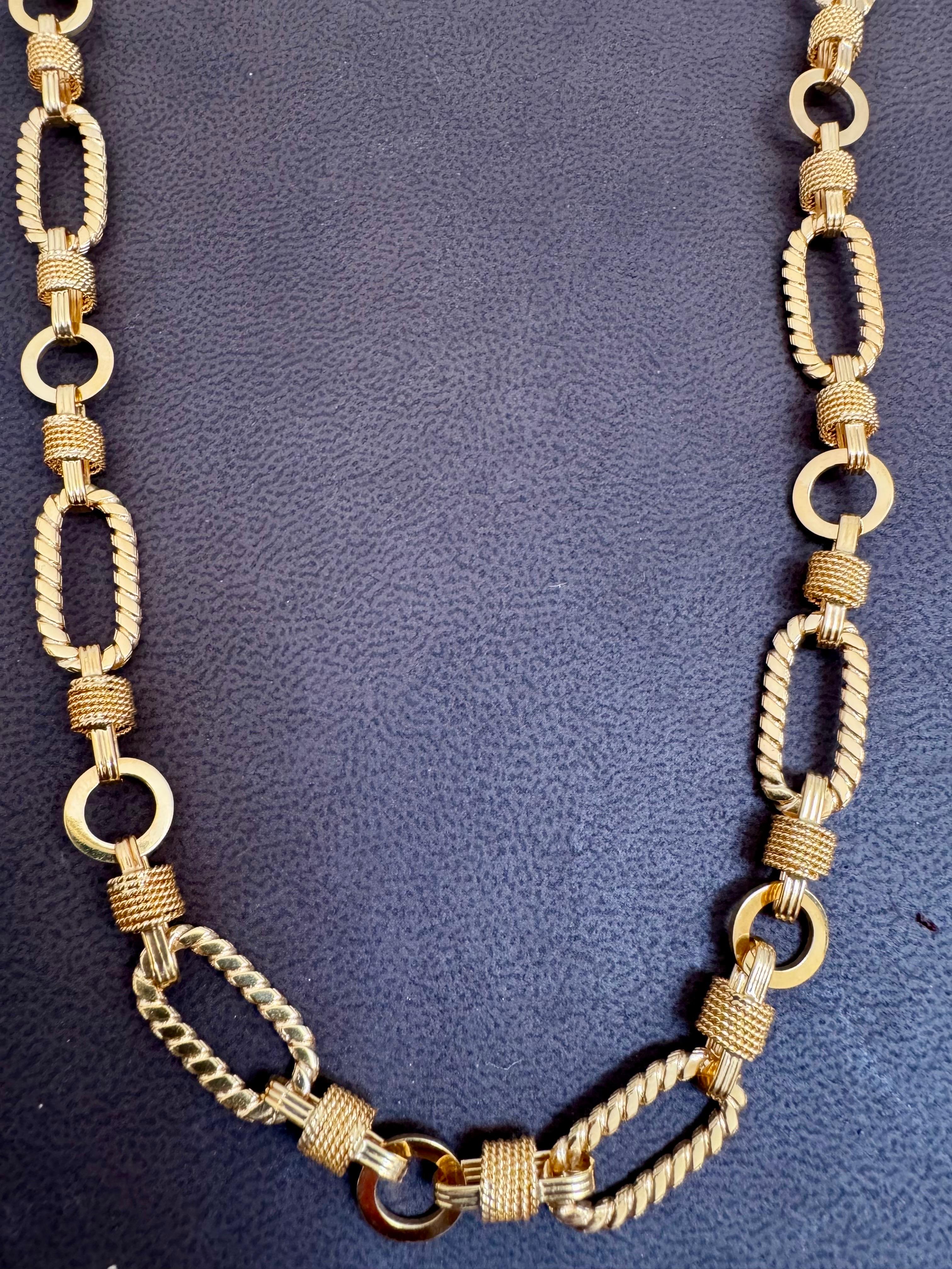 Vintage 18 quilates  oro amarillo macizo de 60 gm, cadena de eslabones, collar de 9,8 mm, 30 