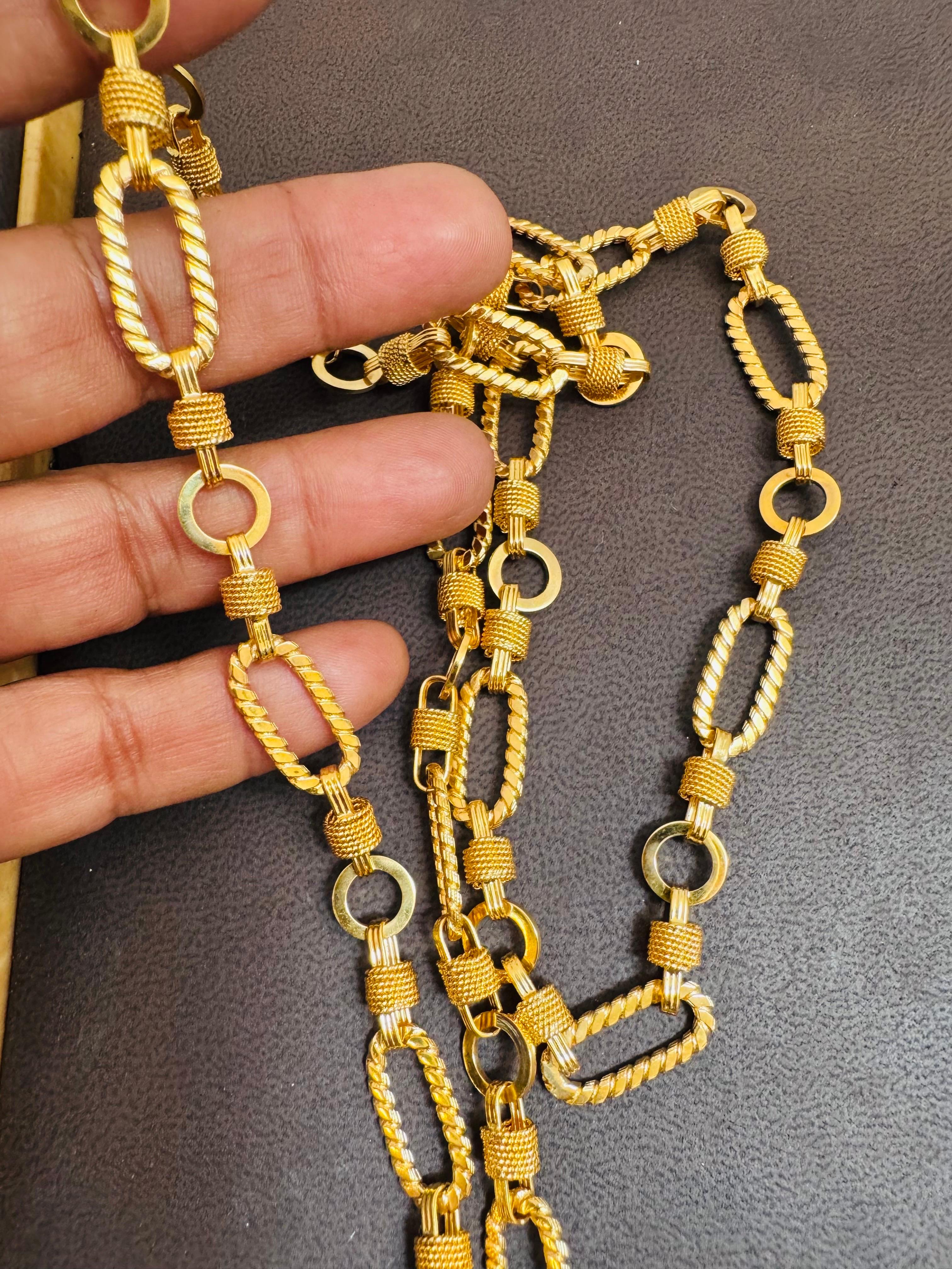 Vintage 18 quilates  oro amarillo macizo de 60 gm, cadena de eslabones, collar de 9,8 mm, 30 