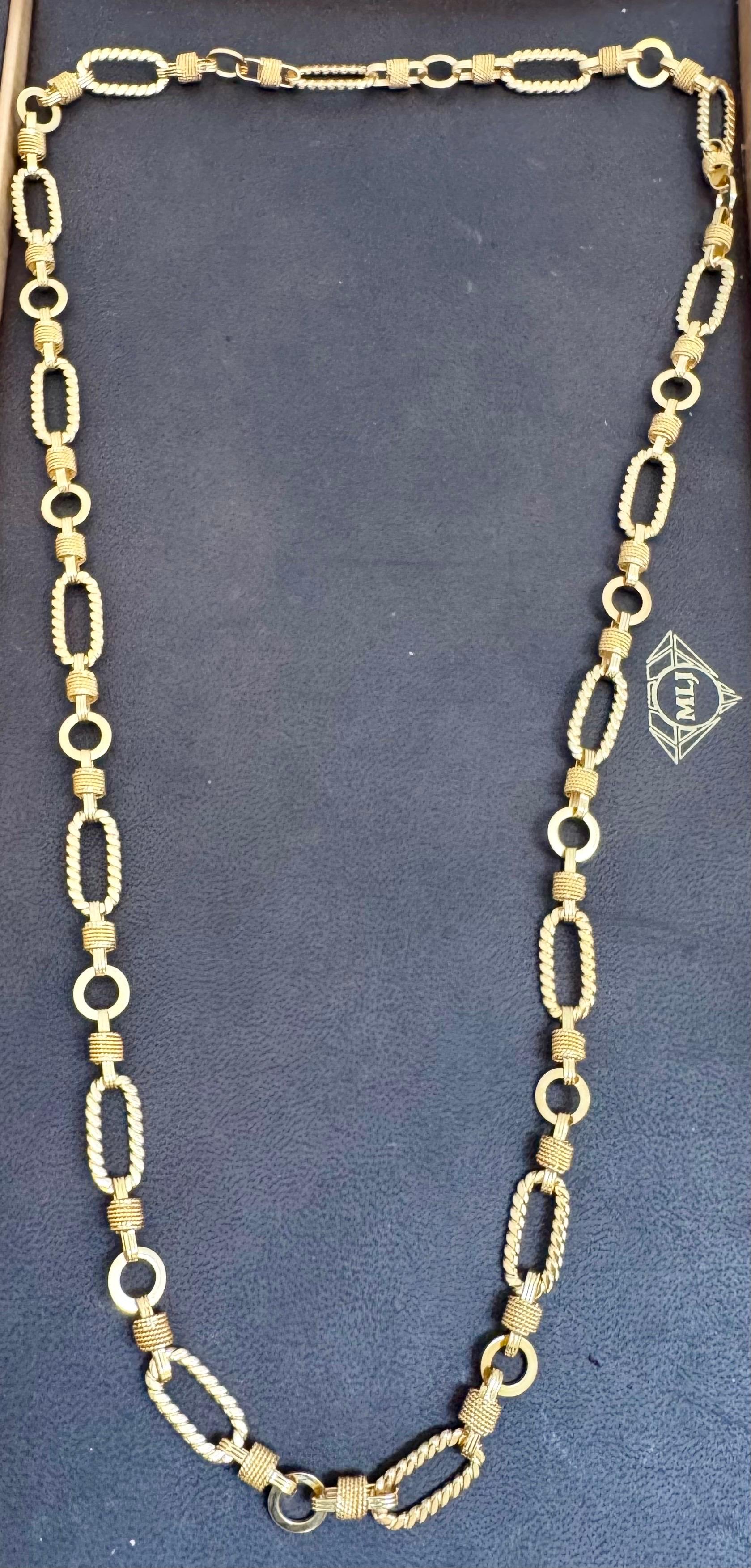 Vintage 18 quilates  oro amarillo macizo de 60 gm, cadena de eslabones, collar de 9,8 mm, 30 