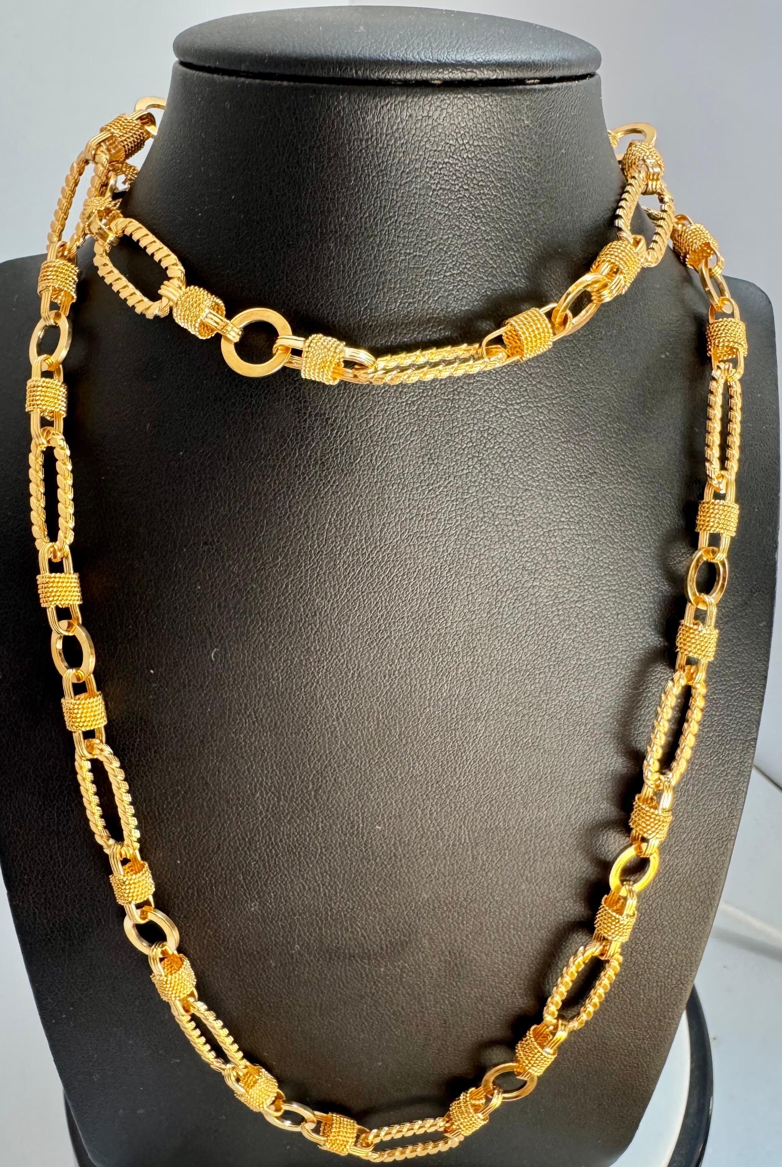 Vintage 18 quilates  oro amarillo macizo de 60 gm, cadena de eslabones, collar de 9,8 mm, 30 