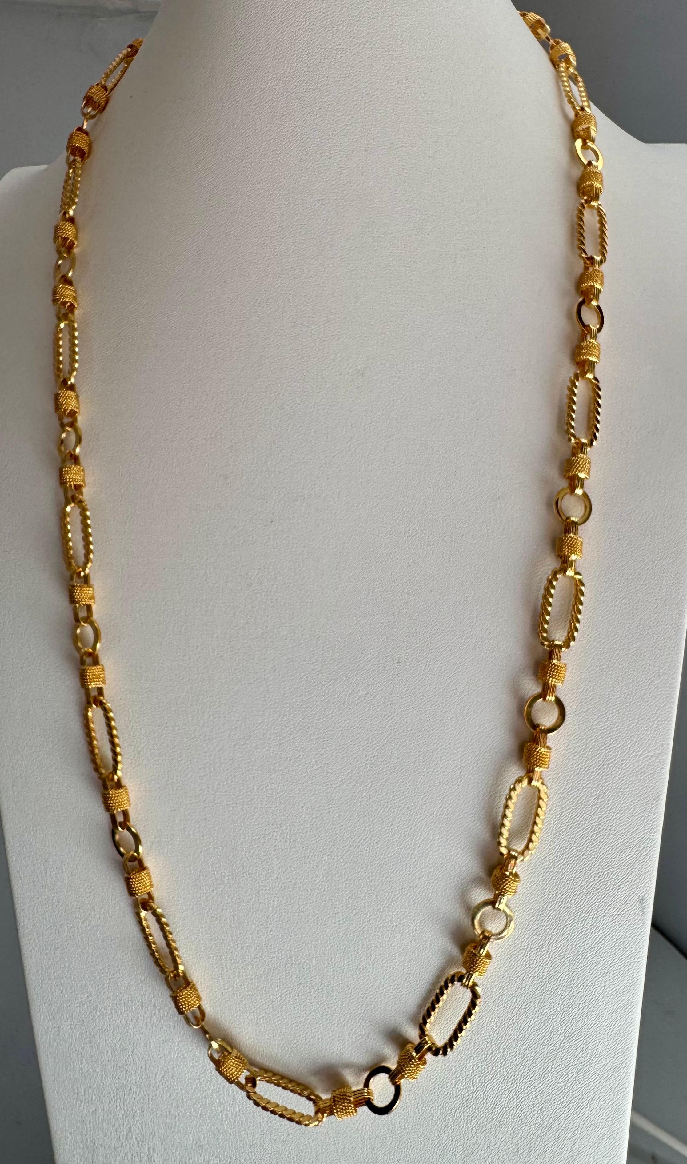 Vintage 18 quilates  oro amarillo macizo de 60 gm, cadena de eslabones, collar de 9,8 mm, 30 