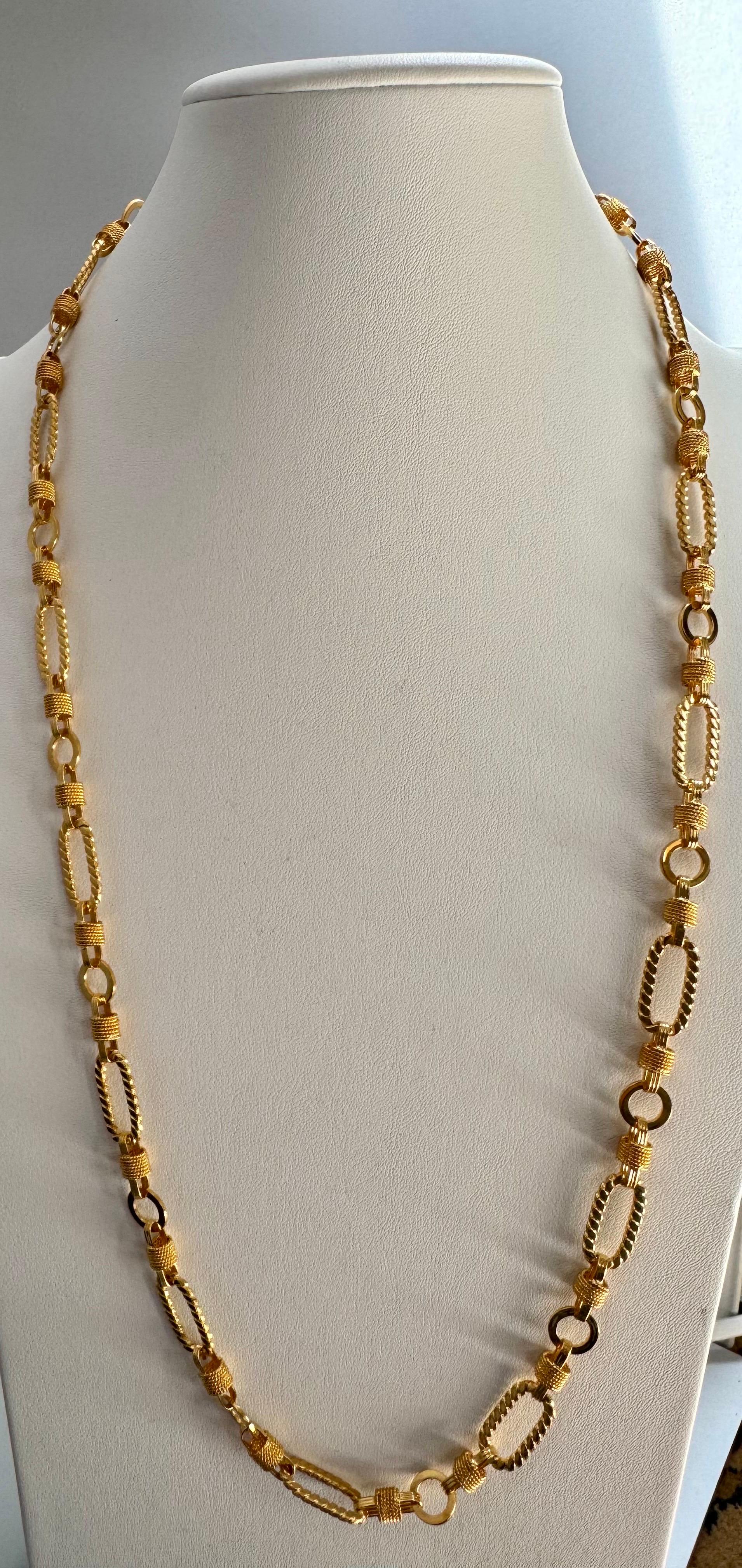 Vintage 18 quilates  oro amarillo macizo de 60 gm, cadena de eslabones, collar de 9,8 mm, 30 