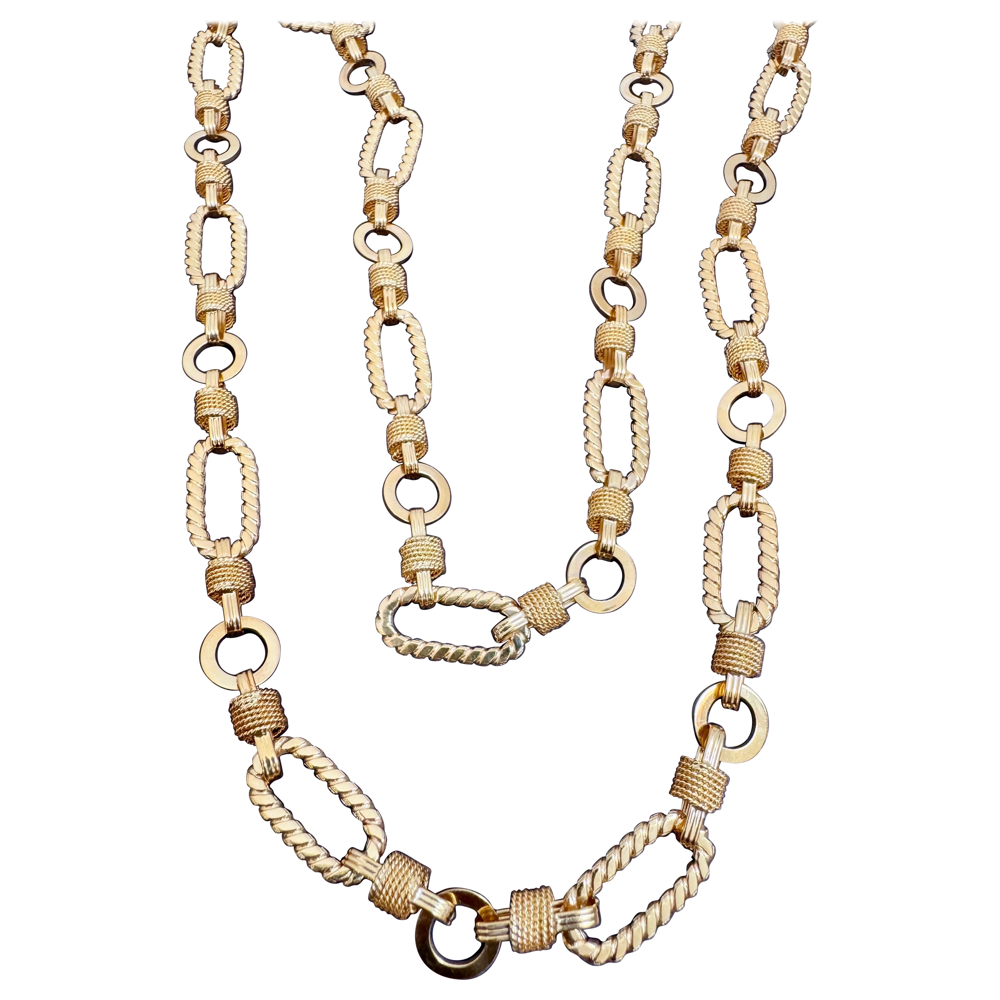 Collar Vintage de Oro Amarillo de 18 Kilates, 41,2 Gm, Cadena de Eslabones, 9,8 mm, 30 