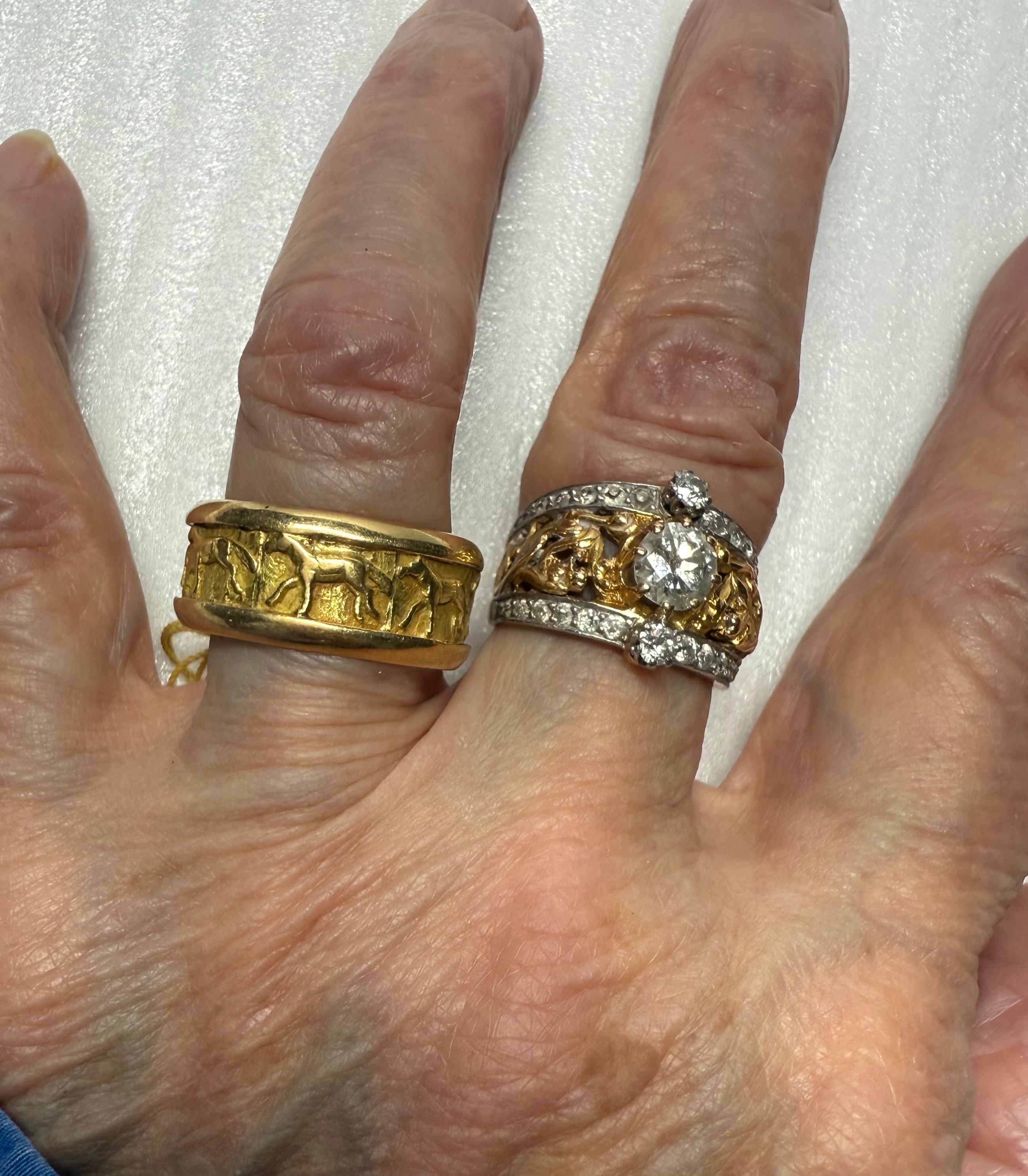 Vintage 18Kt Reiter Band Ring. im Angebot 4