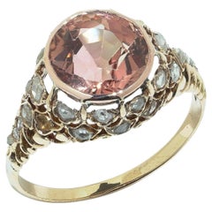 Vintage 18KT Gold 4.68ct Pink Tourmaline Ring