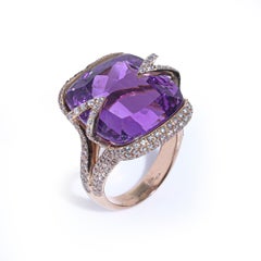 Vintage 18kt gold amethyst and diamond ring, by Gasal