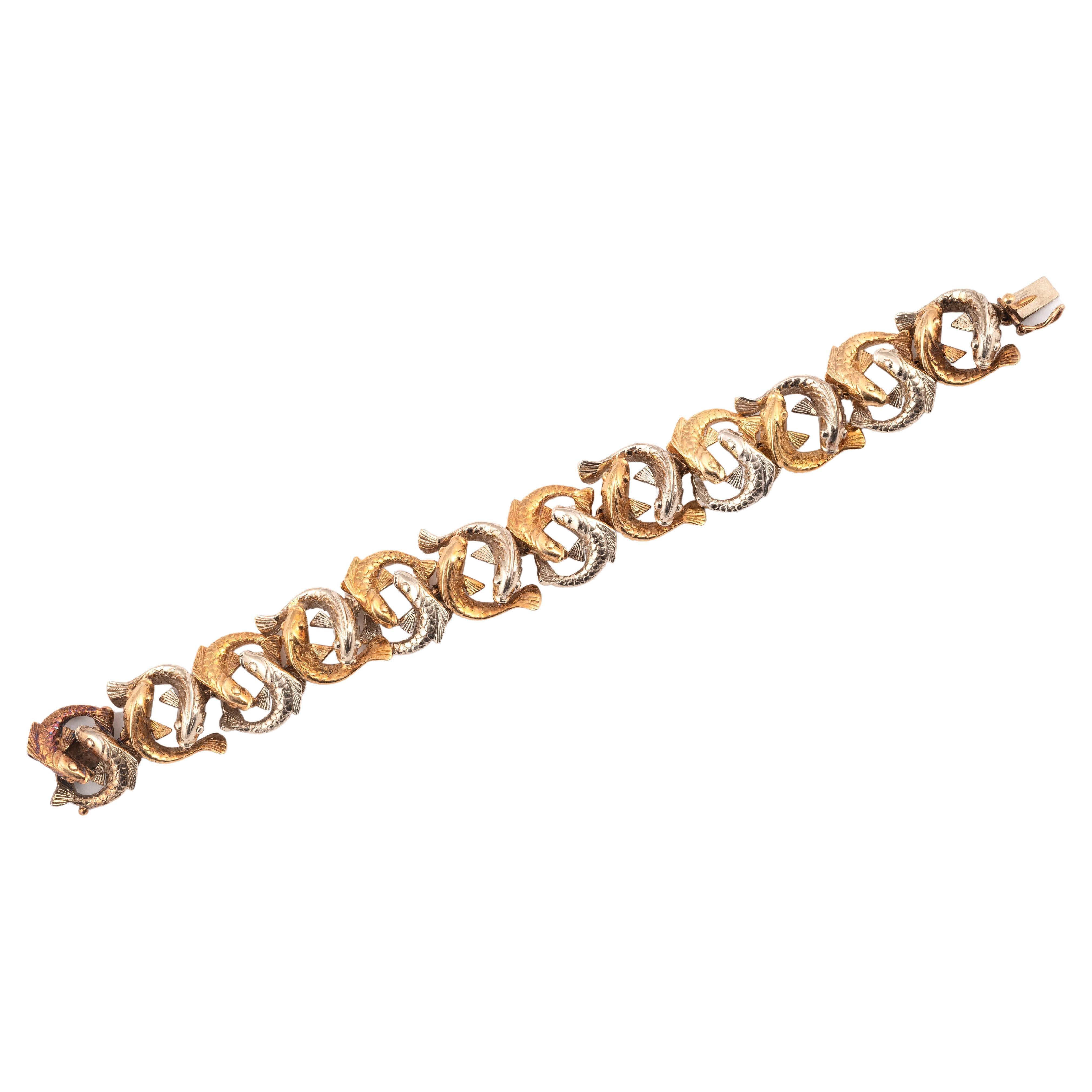 Enrico Serafini Bracelet animalier vintage en or 18 carats Excellent état - En vente à Firenze, IT