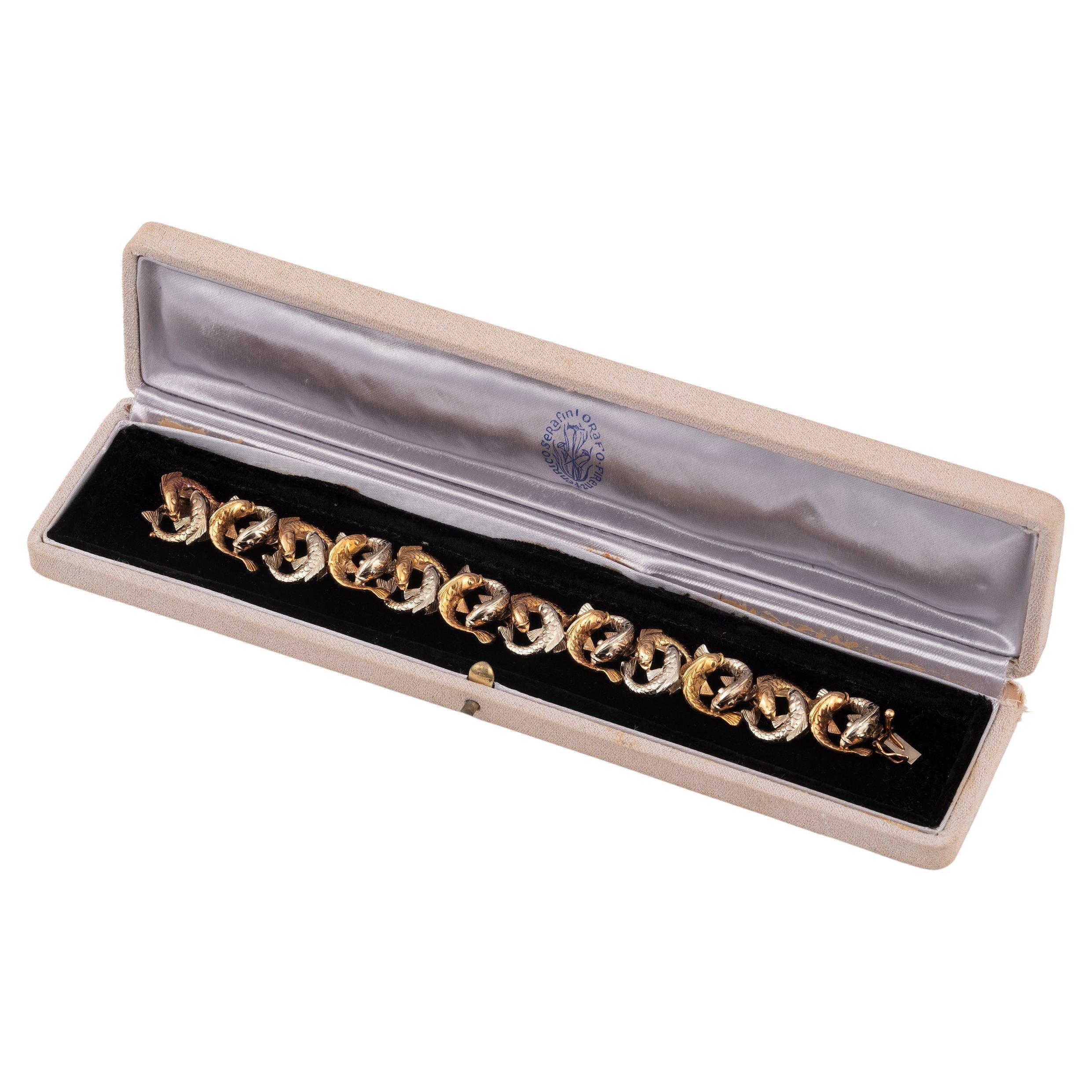 Enrico Serafini Bracelet animalier vintage en or 18 carats en vente