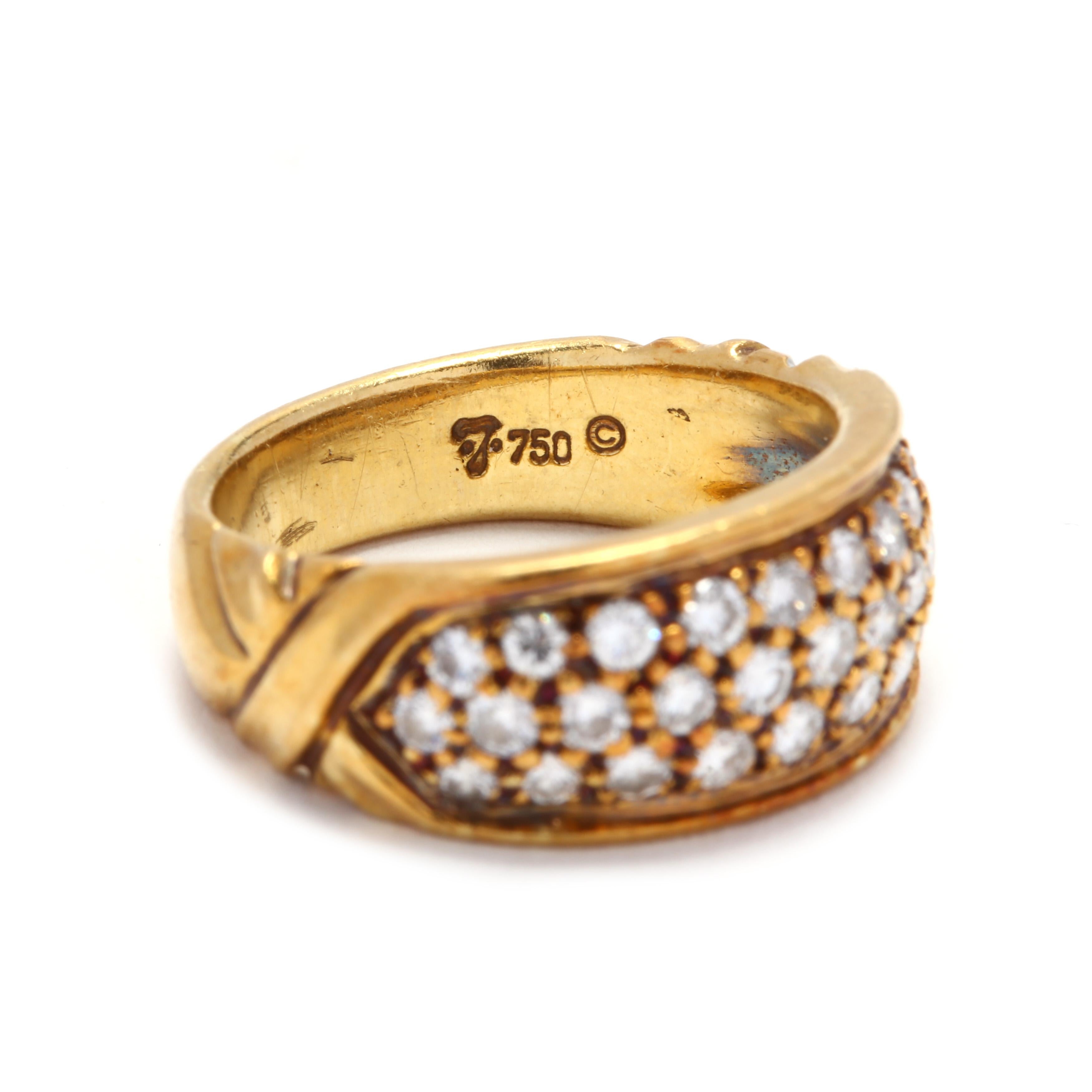 Vintage 18K Yellow Gold and Diamond Band For Sale at 1stDibs