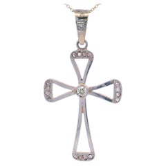 Vintage 18kt Gold& Platinum Cross Pendant with Diamonds