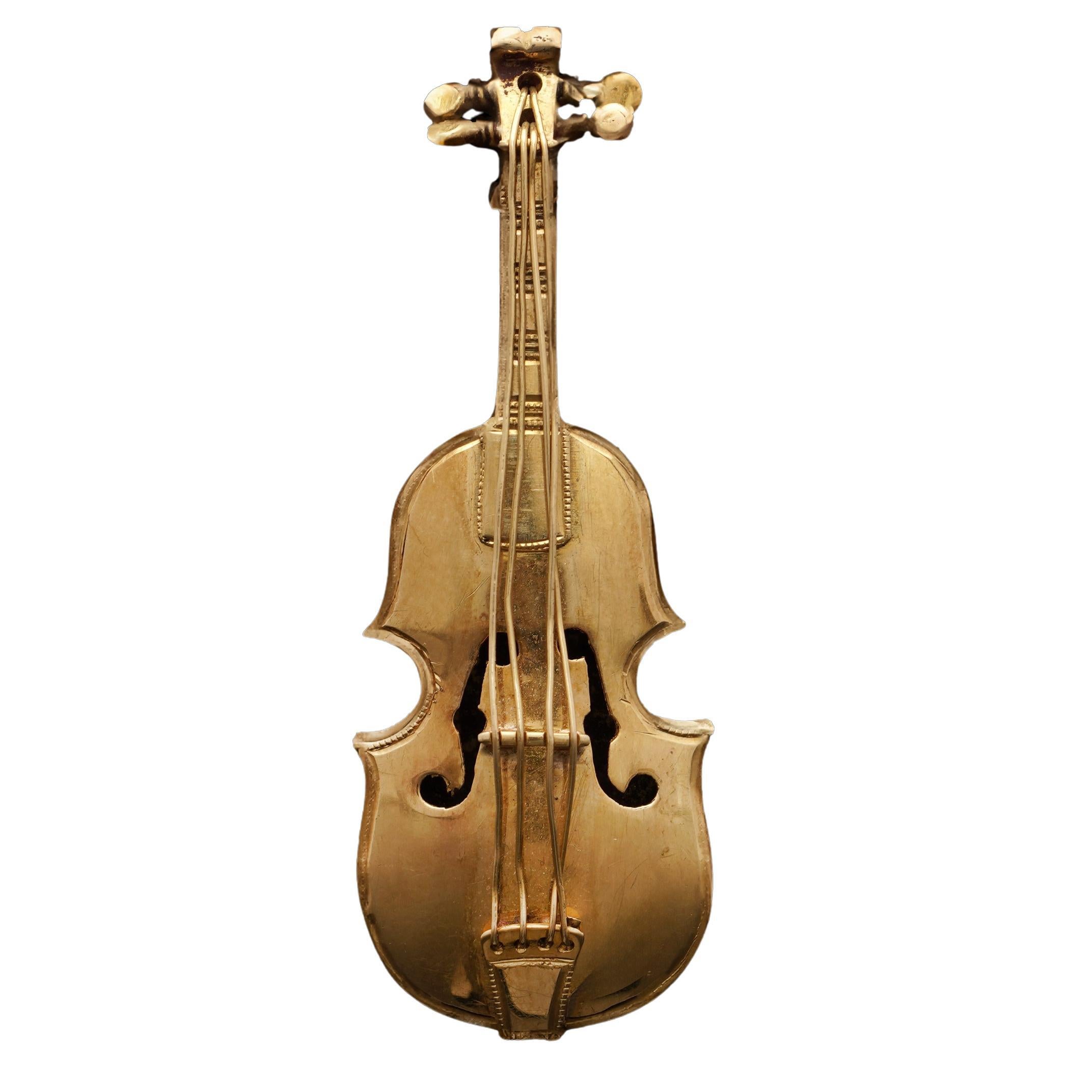 Vintage 18kt Gold Violin Brooch