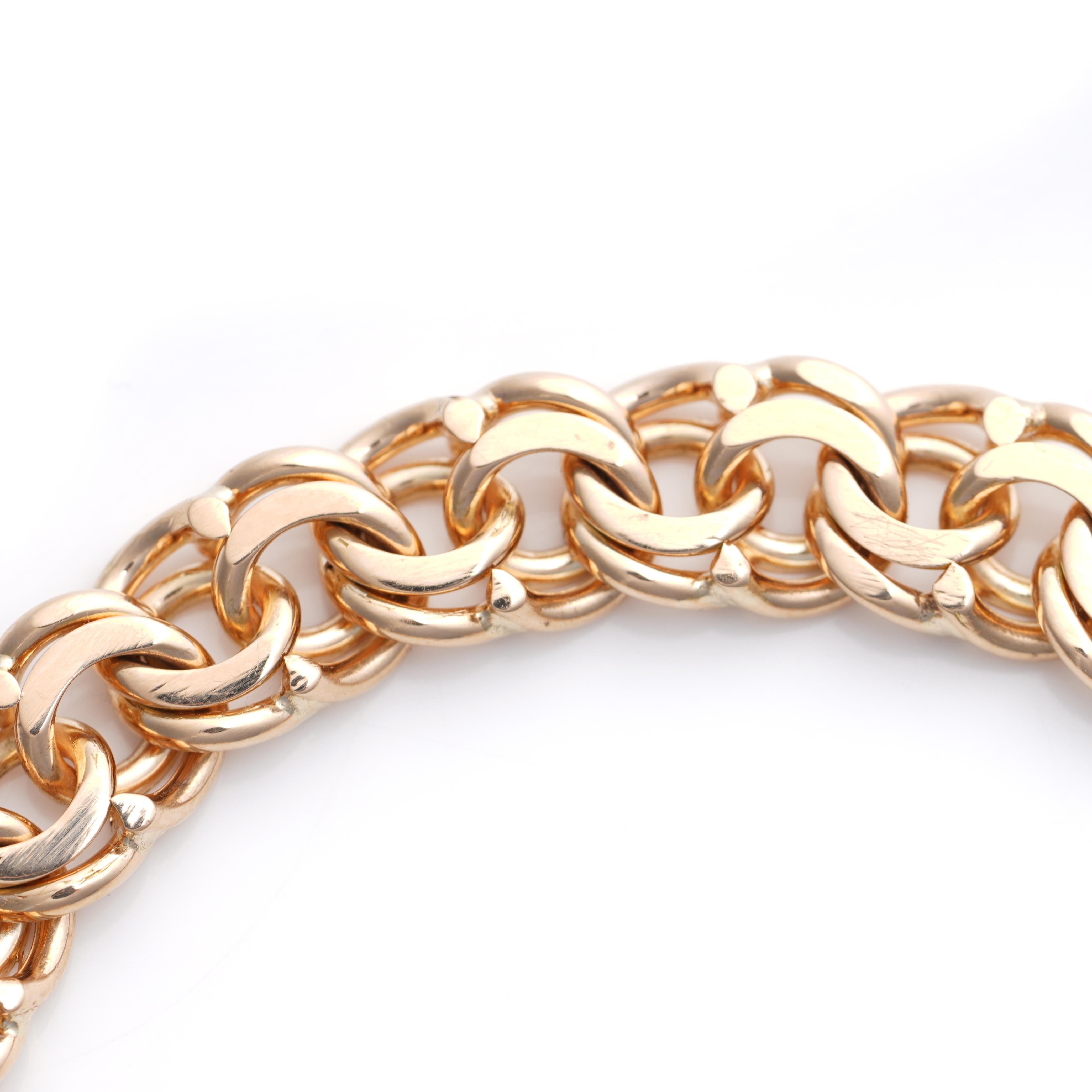 Women's Vintage 18kt Rose Gold Bismark Link European Bracelet For Sale