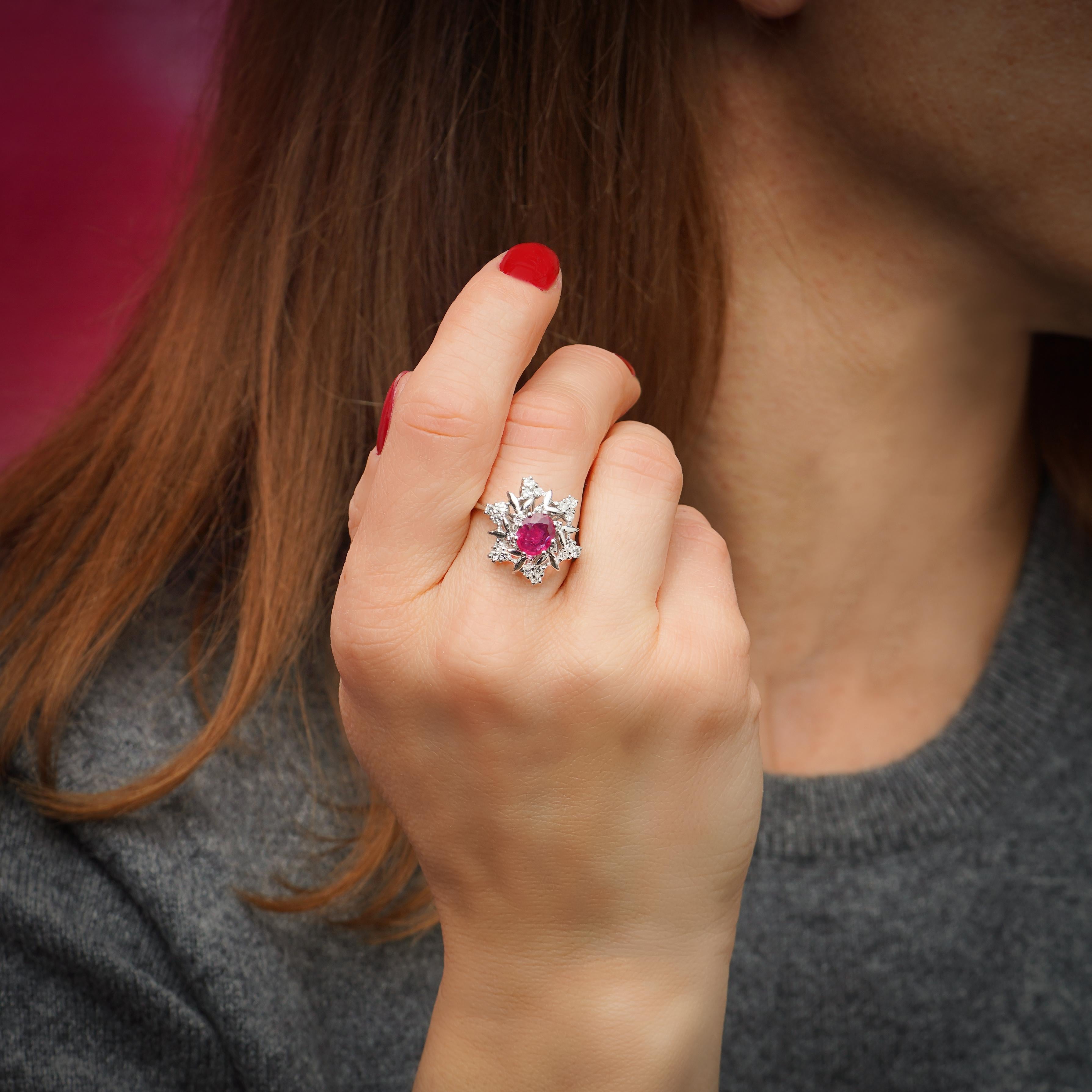 vintage ruby cluster ring