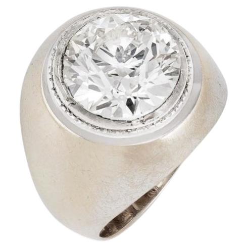 Vintage-Ring aus 18 Karat Weißgold mit einem alten europäischen Diamanten von 3,96 Karat