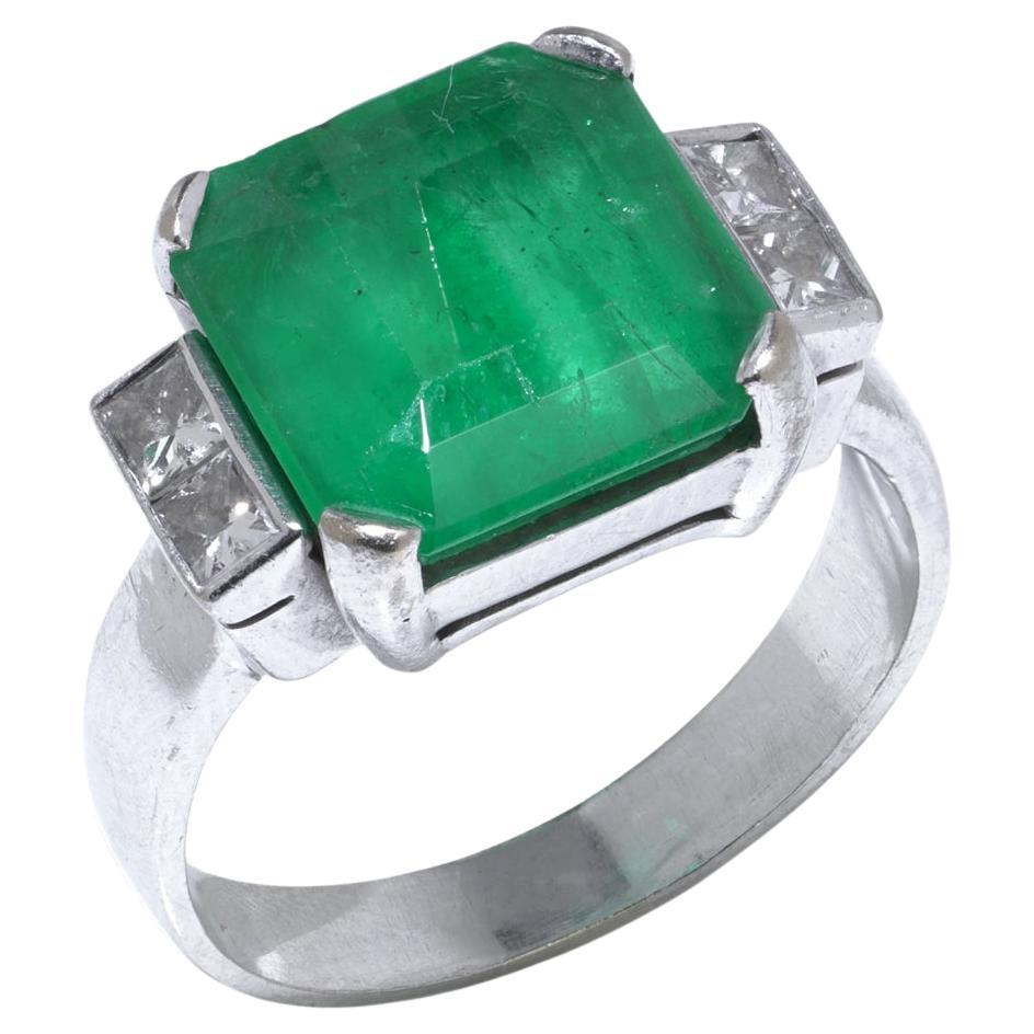 Vintage 18KT White Gold 5CT Emerald
Diamond Ring