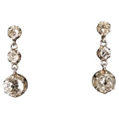 Vintage 18kt White Gold And Diamond Earrings