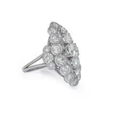 Vintage 18KT White Gold Diamond Cluster Ring 7 carats total